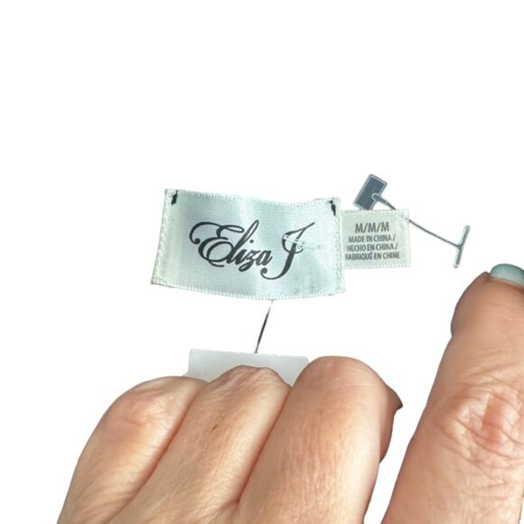 Eliza J Black Mesh Upper Short Sleeve Fit & Flare Classic Dress Women Sz M - Picture 7 of 8